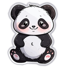 Cute baby panda sitting on the ground. Vector illustration.
