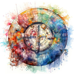 watercolor Pi Day clipart , Generative Ai