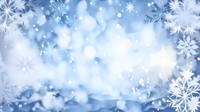 Winter blurred background with white and blue colors. Chrismas background, good for advertising or banners