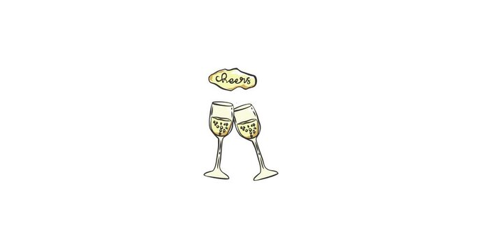 animated cartoon glasses cheers new year party