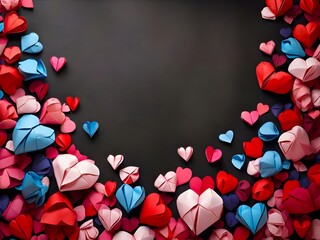  a group of colorful heart-shaped objects arranged on a black background