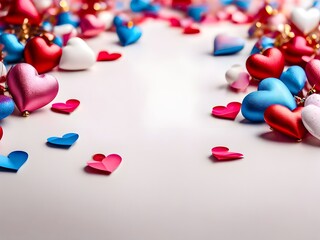 A group of hearts on a white surface