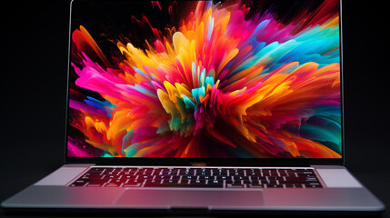 Laptop screen displaying dynamic vivid colors