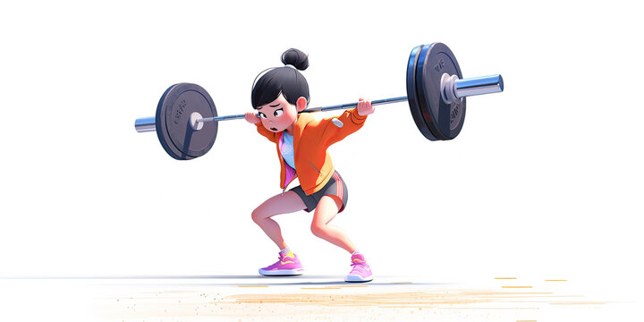 3d render of female is  lifting weights