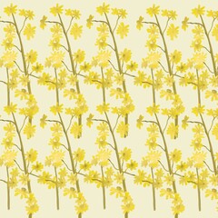 Small yellow flowers pattern, cute botanical clipart
