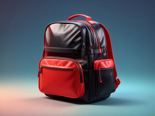 Back to school. Colorful backpack isolated on gradient background. 3D Rendering. School bag.