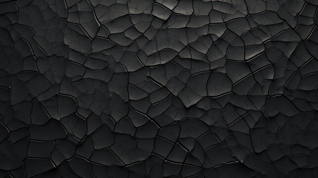 Closeup abstract black cracked paint wall or ground cracked texture background