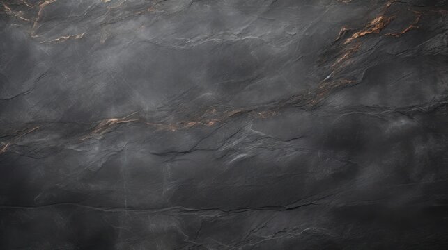 Macro Dark grey or black slate stone texture background. AI generated image