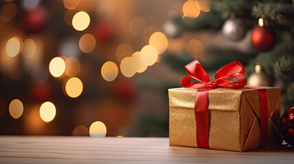 Fototapeta na wymiar Stimmungsvolles Weihnachten mit Geschenk und Kerzen