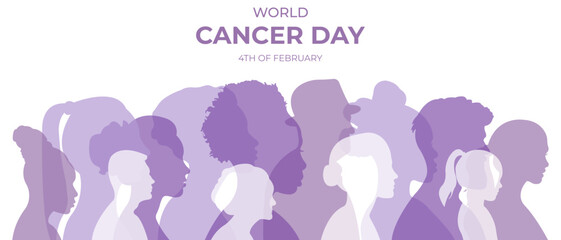 World Cancer Day. Vector illustration with silhouettes of people. February 4.