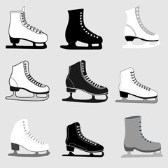 Skates icon vector set. Ice Skate illustration sign collection. Figure skating symbol or logo.