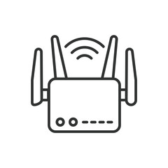 Wi-fi router icon line design. Wi-fi, router, icon, mobile, wireless, internet, technology vector illustration. Wi-fi router editable stroke icon.