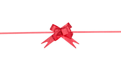 Festive red silk ribbon bow isolated on a white background.png