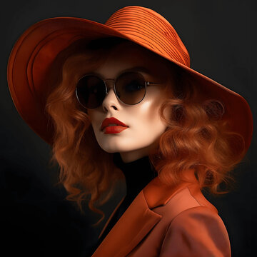 Photo of a model posing with sunglasses and a hat  Generative AI