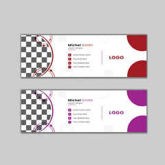 Creative business email signature template or email footer and personal social media cover Premium Vector