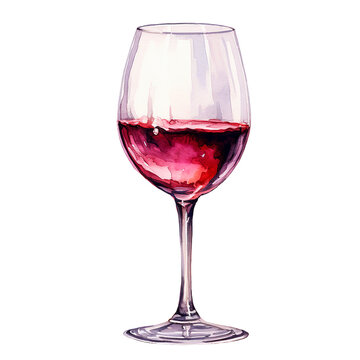 glass with red wine. vintage watercolor illustration with alcohol	
