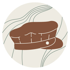 Cover template for social media highlights. Vector isolated Round label or icon, women's fashionable cap, flat style.