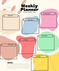 illustration of a set of elements  bubbles, weekly planner  - obrazy, fototapety, plakaty