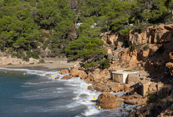 Close-up of Cala Saladeta, Ibiza, in October