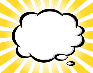 黄色の集中線とモコモコの吹き出し