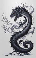 Drawn portrait of a dragon