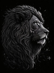 Drawn portrait of a lion