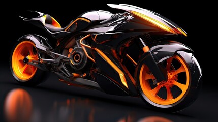 A high-speed racing motorbike whizzes across the circuit. Precision racing, aerodynamic finesse, unmatched velocity, sleek design. Generated by AI.