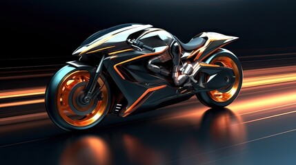 The high-speed racing motorbike zooms with lightning speed, exemplifying power, agility, and advanced technology. Lightning-fast, racing excellence, precision handling, sleek design. Generated by AI.