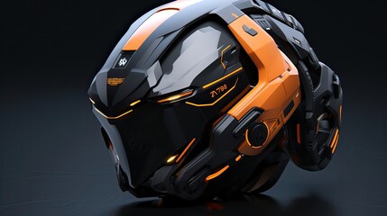 The high-tech sci-fi helmet with an augmented reality interface epitomizes futuristic design. Futuristic interface, immersive tech, augmented reality, sleek design. Generated by AI.