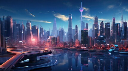 A captivating render portraying a high-tech cyberpunk cityscape, alive with neon-drenched streets. Cyberpunk, futuristic, neon, technology, urban, digital art, skyline. Generated by AI.