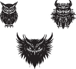 owl silhouette logo icon vector on white background