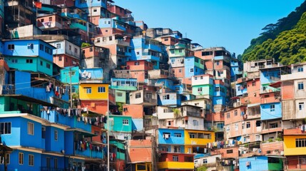 Rio's Vibrant Favela: Showcasing Beauty of Rio de Janeiro - obrazy, fototapety, plakaty