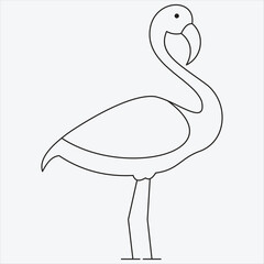One line hand drawn heron outline vector illustration art