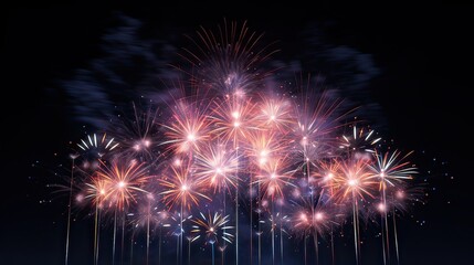 Obraz premium Magnificent, fireworks extravaganza, explosive beauty, nighttime illumination, vibrant display, celebratory showcase. Generated by AI.