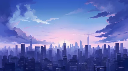 Foto op Plexiglas blue city and the sky painting © Dreamscape 