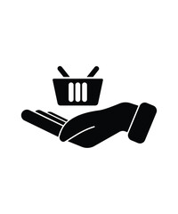 hand holding shopping icon, vector best flat icon.