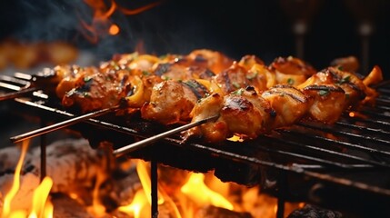 shish kebab on the grill. generative ai