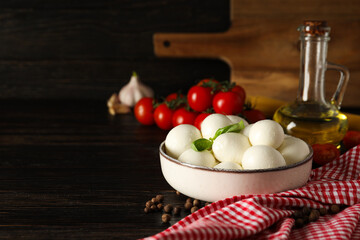 Mozzarella cheese, concept of tasty dairy products