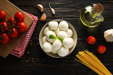 Mozzarella cheese, concept of tasty dairy products