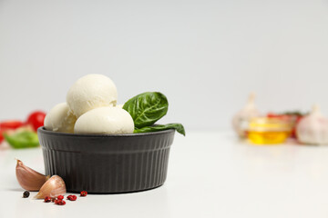 Mozzarella cheese, concept of tasty dairy products