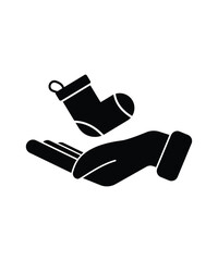hand holding christmas sock icon, vector best flat icon.