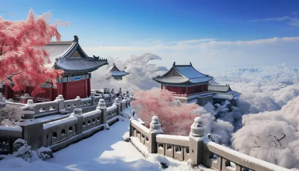 Poster Pékin ancient buildings in china in the winter season