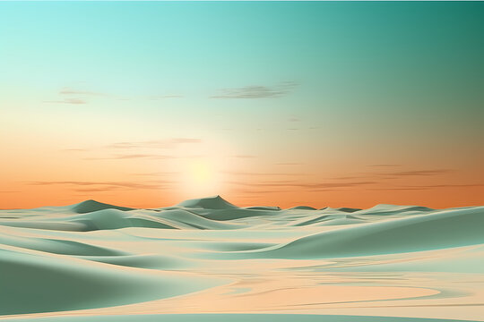 the sunset over the turquoise desert