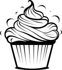 Cupcake silhouette icon in black color. Vector template for laser cutting.