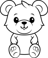 Happy little teddy bear silhouette icon in black color. Vector template.