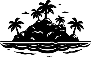 Game island silhouette in black color. Vector template for laser cutting wall art.