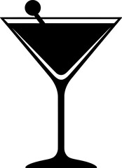 Cocktail silhouette icon in black color. Vector template.