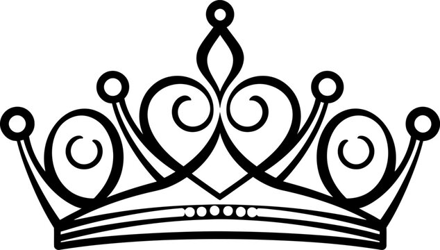 recommend clip art: Diadem silhouette icon in black color. Vector template for laser cutting.
