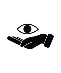 hand holding eye icon, vector best flat icon.