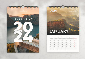 2024 Wall Calendar Layout Design Template